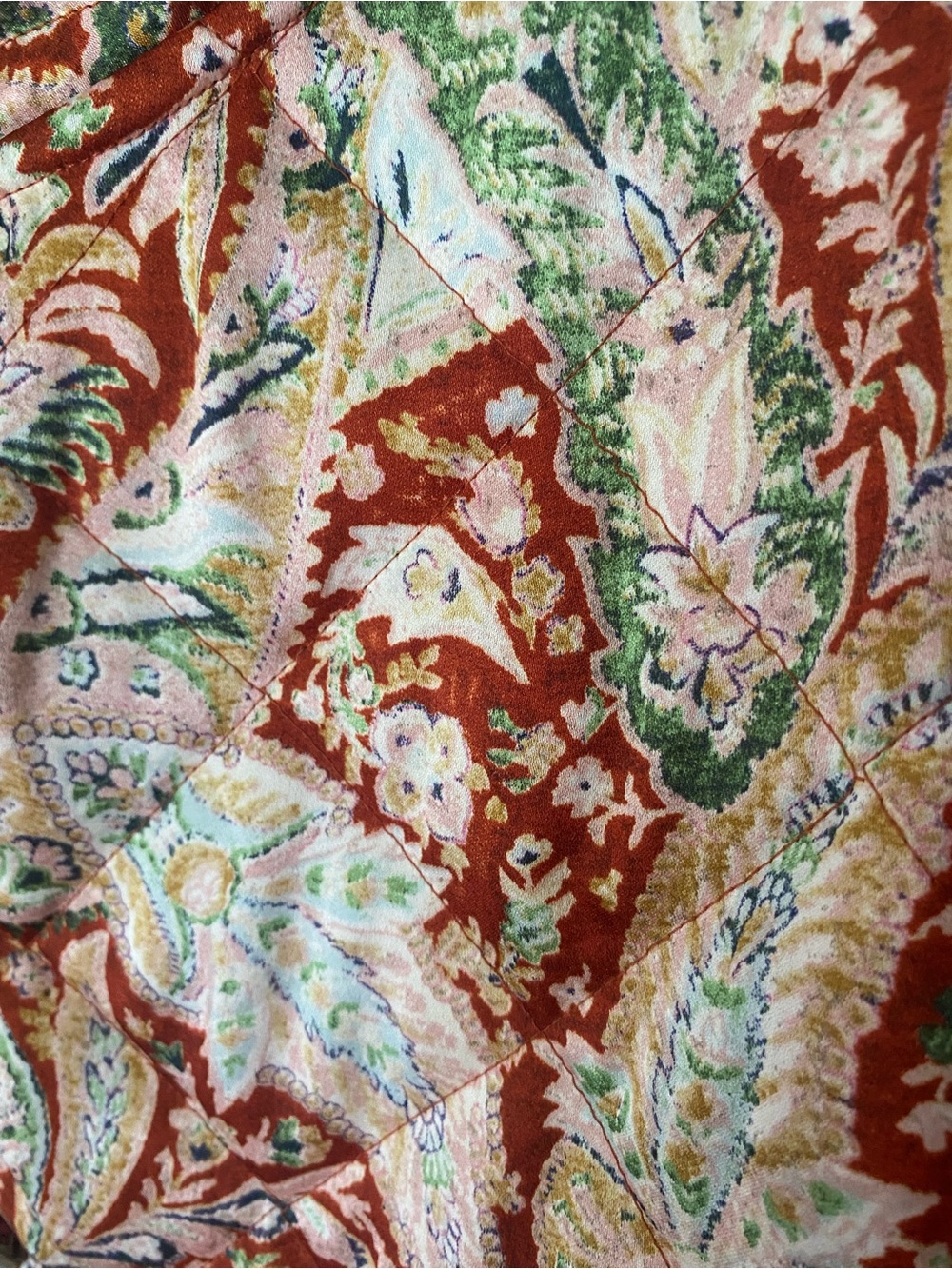 MELLODAY Quilted Paisley Floral Boho Shacket Jacket Rust Size Small - Picture 6 of 7